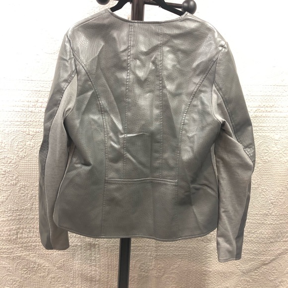 Via Spiga Faux Leather Moto Jacket Grey Size M - Picture 5 of 8